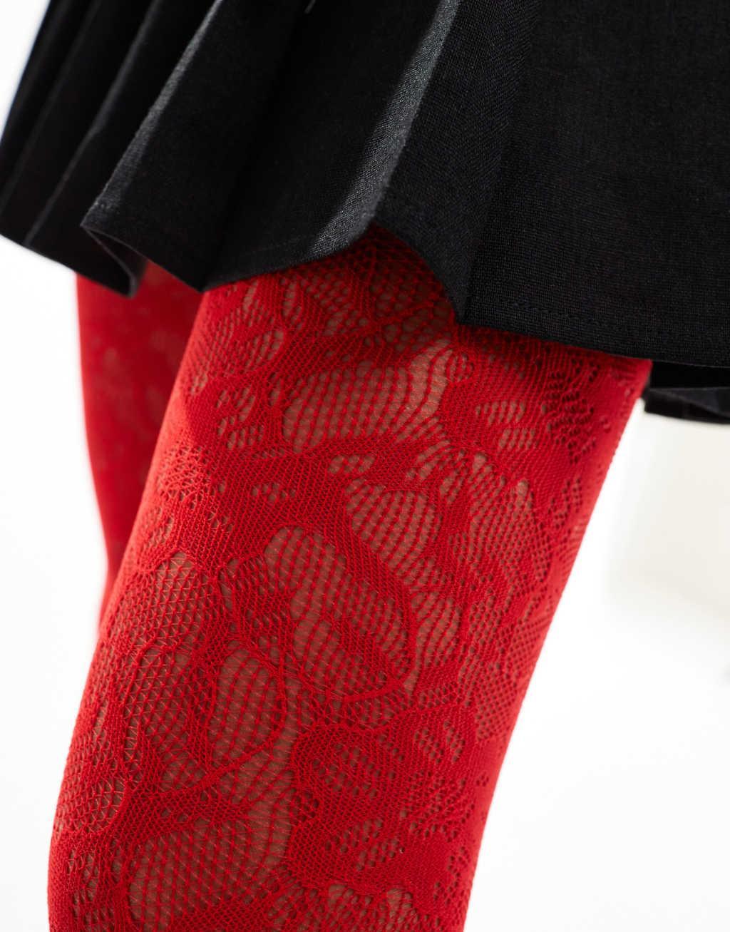 Glamorous lace tights in red  Product Image