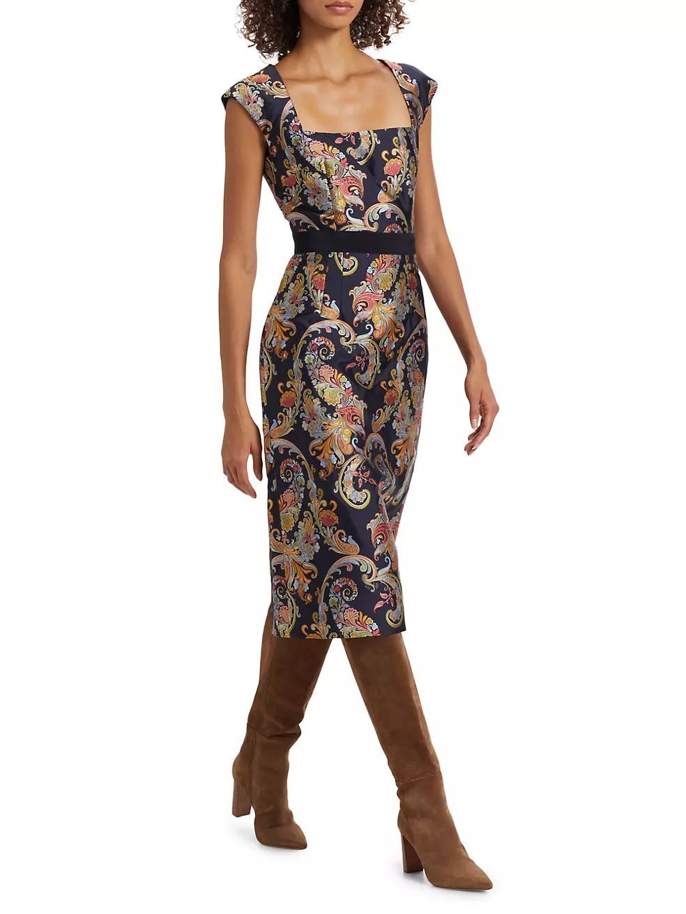 Floral Satin Sheath Dress Product Image