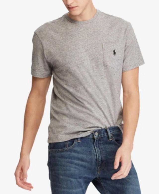 POLO RALPH LAUREN Men's Classic Fit Crew Neck Pocket T-shirt In Dark Vintage Heather Product Image