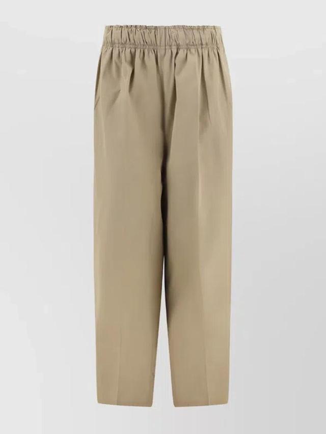 Oversize Cotton Wide-leg Trousers In Beige Product Image