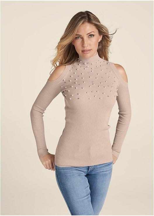 Pearl And Stone Embellished Sweater Product Image