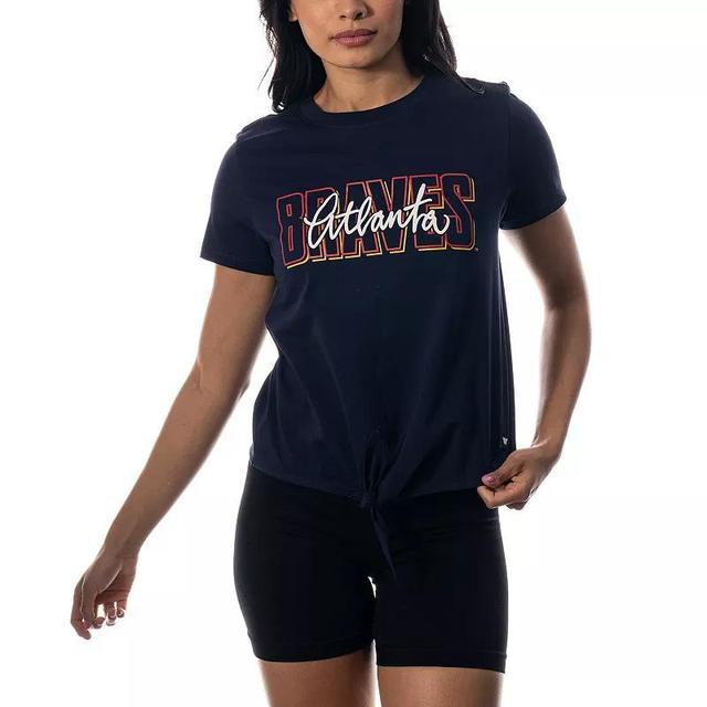 Womens The Wild Collective Atlanta Braves Twist Front T-Shirt Blue Product Image