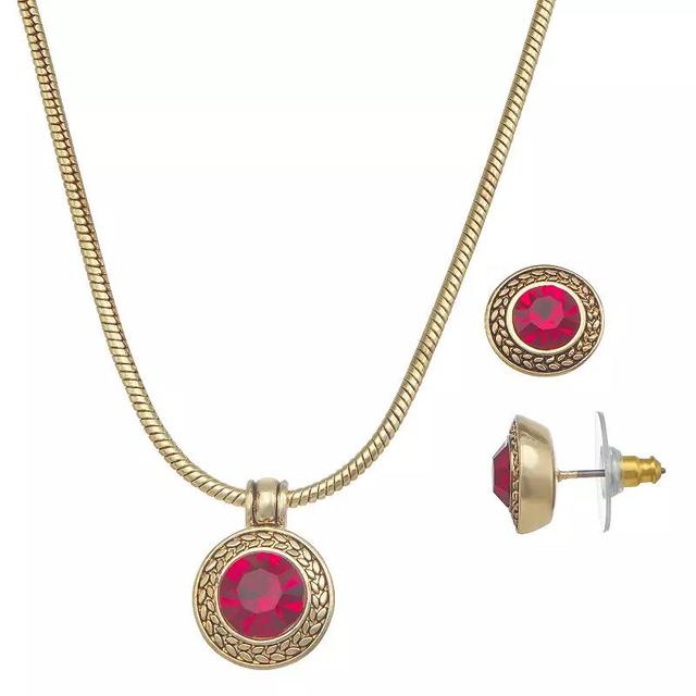 Napier Gold Tone Red Necklace & Stud Earring Set, Womens Product Image