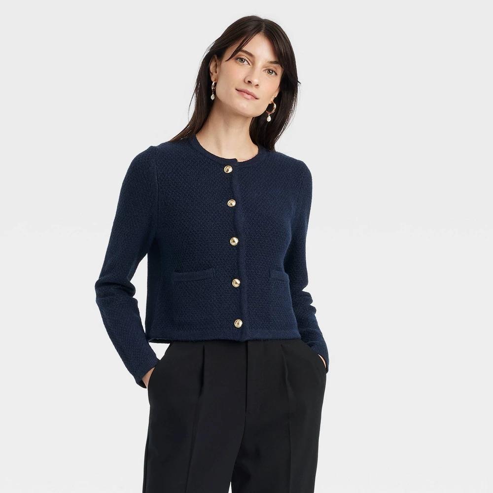 Womens Lady Cardigan - A New Day Navy XL Product Image