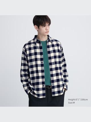 Mens Flannel Checked Shirt Off White XL UNIQLO US Product Image