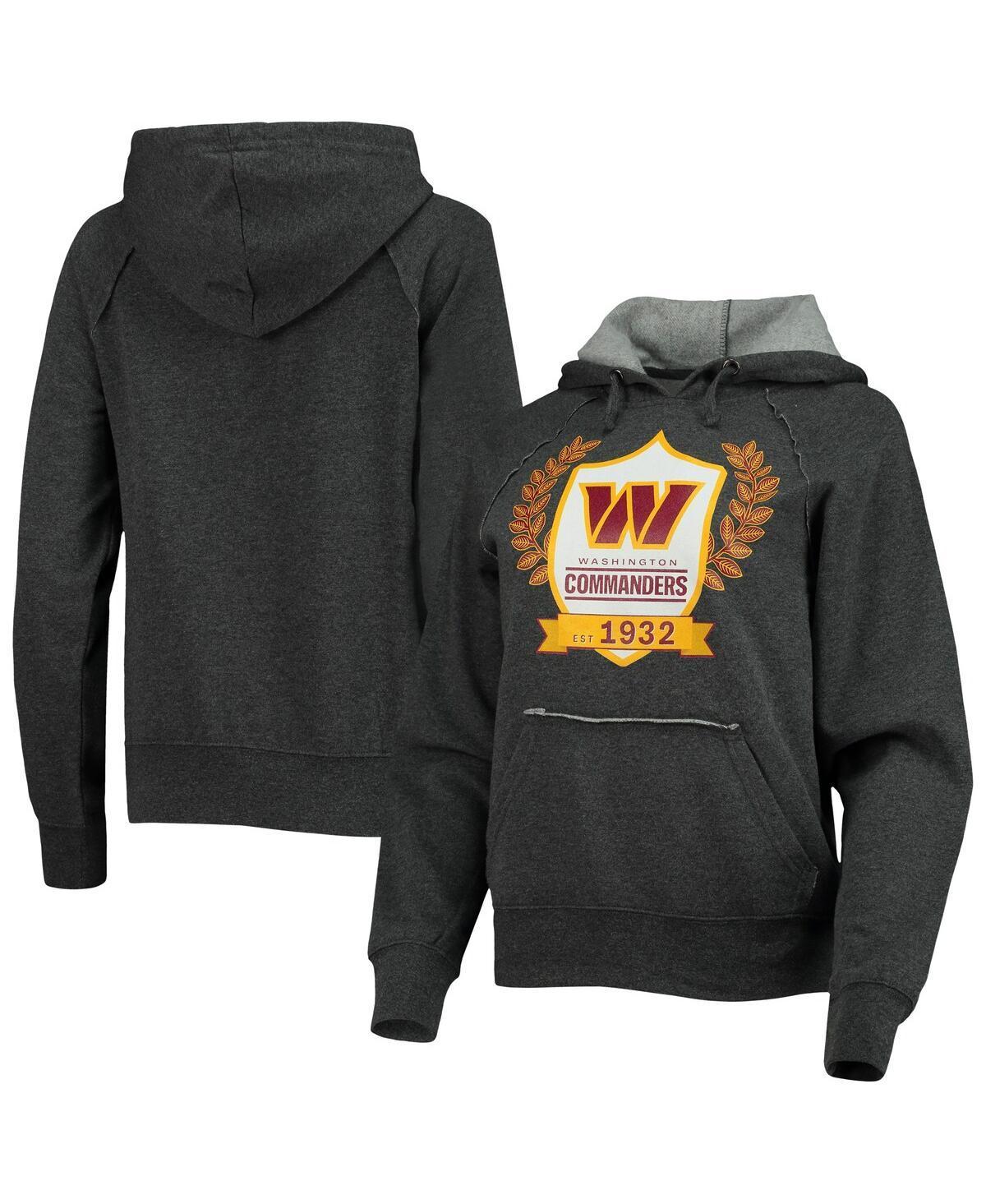 Womens New Era Heathered Charcoal Washington Commanders Raglan Pullover Hoodie Product Image