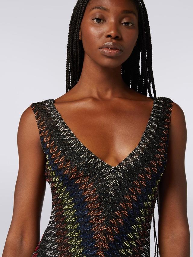 Long lamé viscose V-neck dress Multicoloured | Missoni Product Image