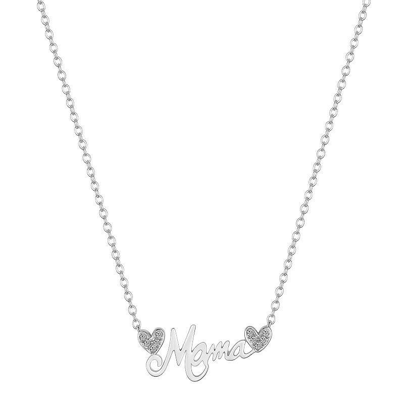 Brilliance Fine Silver Crystal Mama Necklace, Womens Silver Tone Product Image