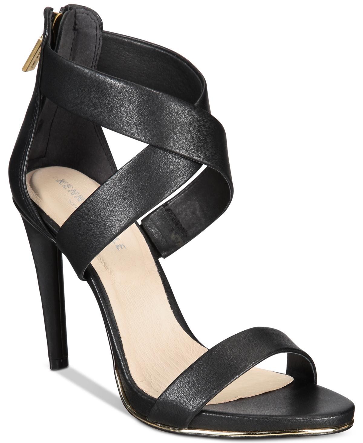 Kenneth Cole Womens Brooke Leather Crisscross High-Heel Sandals Product Image