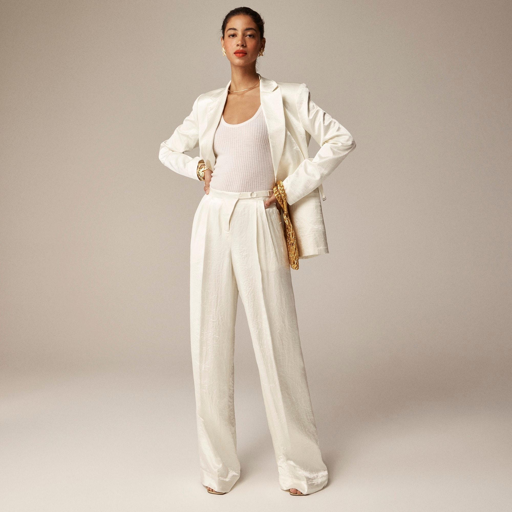 Anna October© X J.Crew wide-leg trouser in textured satin Product Image