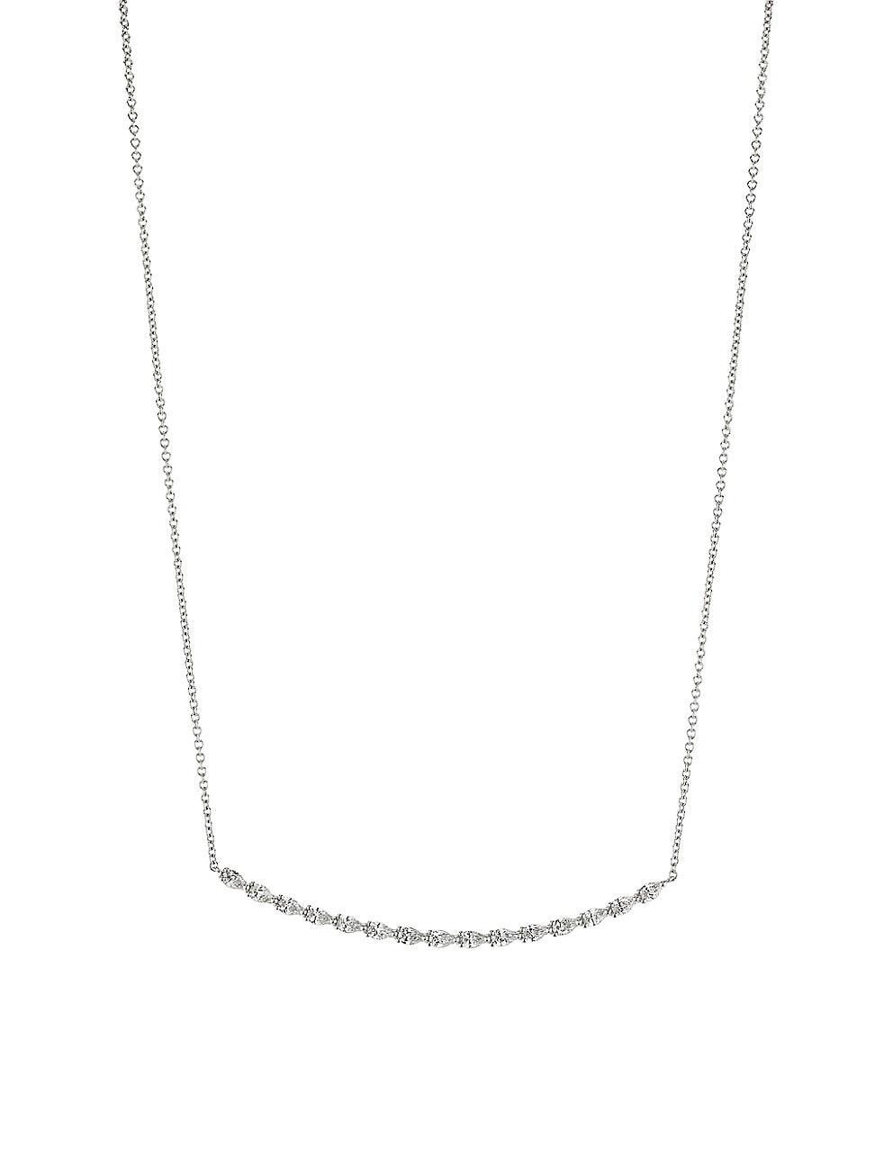 Womens Stilla 18K White Gold & 0.88 TCW Diamond Curved Bar Pendant Necklace Product Image