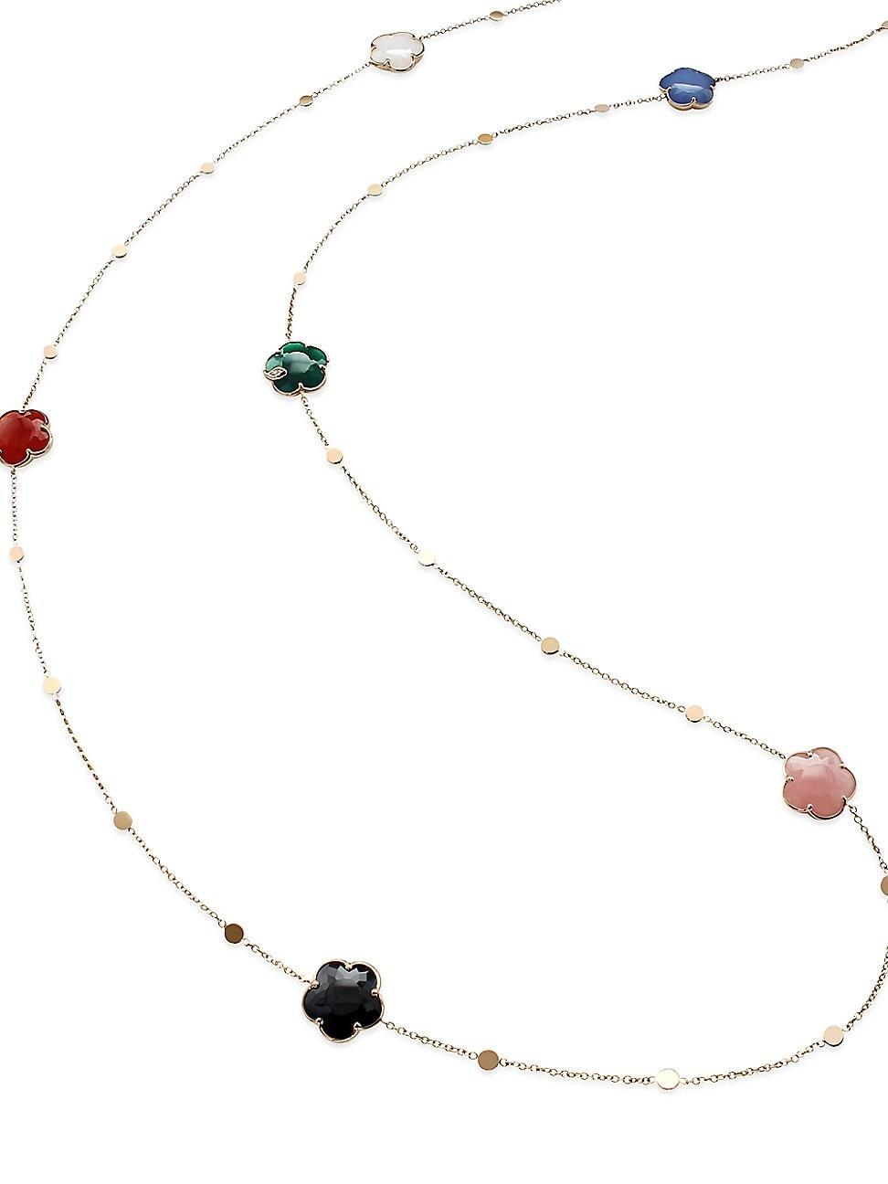 Womens Petit Joli 18K Rose Gold & Multi-Gemstone Flower Station Necklace Product Image