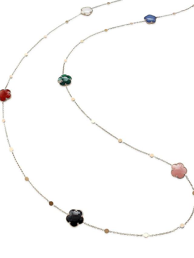 Womens Petit Joli 18K Rose Gold & Multi-Gemstone Flower Station Necklace Product Image