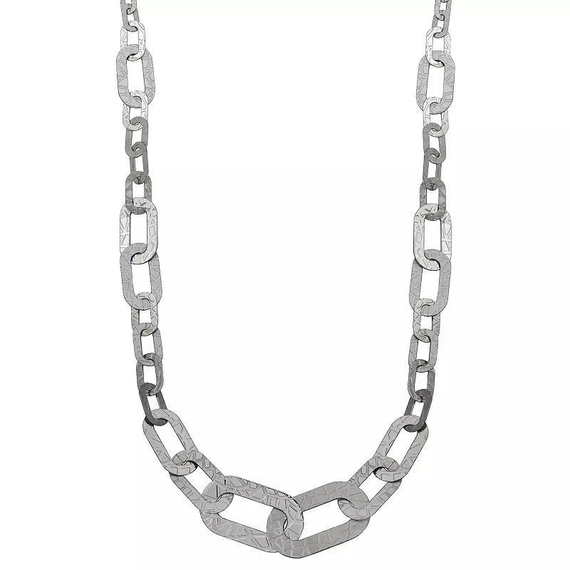 Stainless Steel Chunky Open Link Bold Necklace, Womens Product Image