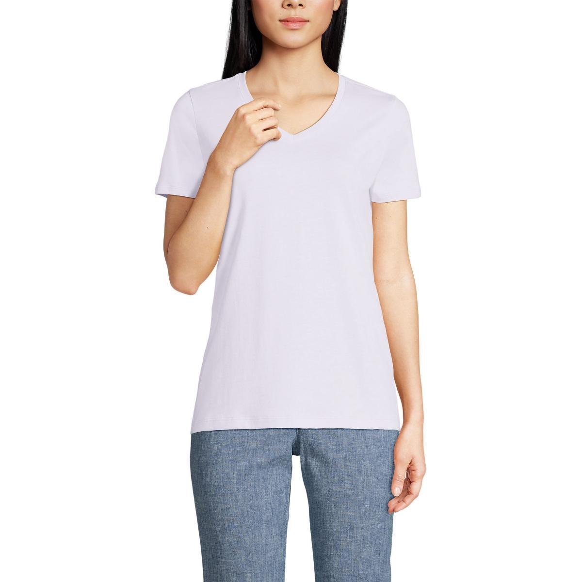 Lands End Womens Relaxed Supima Cotton Short Sleeve V-Neck T-Shirt Product Image