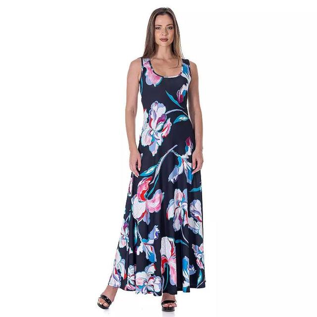 Womens 24Seven Comfort Apparel Scoopneck A Line Sleeveless Maxi Dress Blue Team Product Image