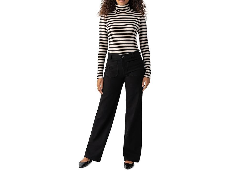 Sanctuary Essential Turtleneck (T.Almond/Blk Stripe) Women's Clothing product image