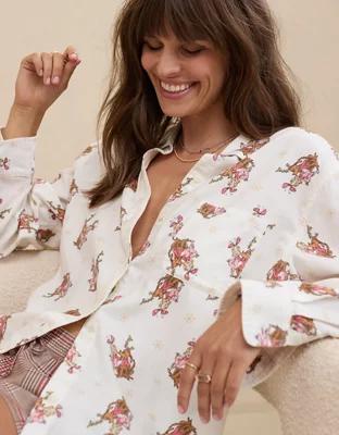 Aerie Cindy Lou Off-Duty Flannel Pajama Shirt Product Image