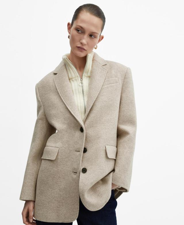 Mango Womens Oversized 100% Wool Coat Product Image