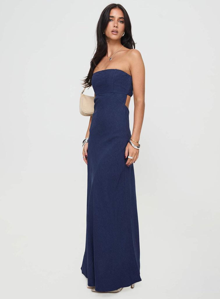 Yahir Strapless Maxi Dress Navy Product Image