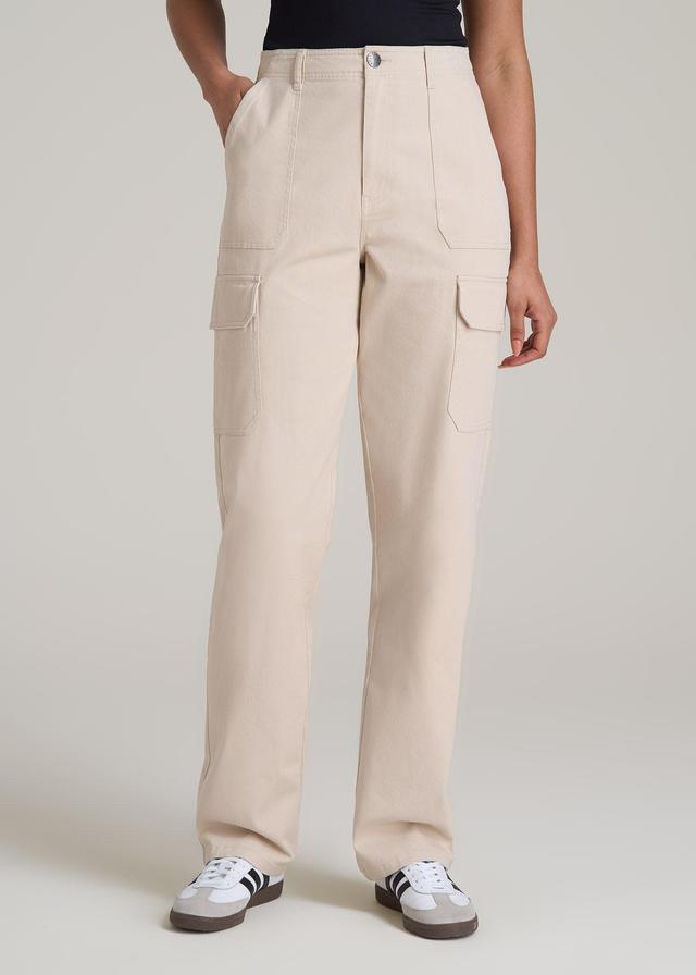 Straight Leg Cargo Chino Pants for Tall Women in Soft Beige Product Image