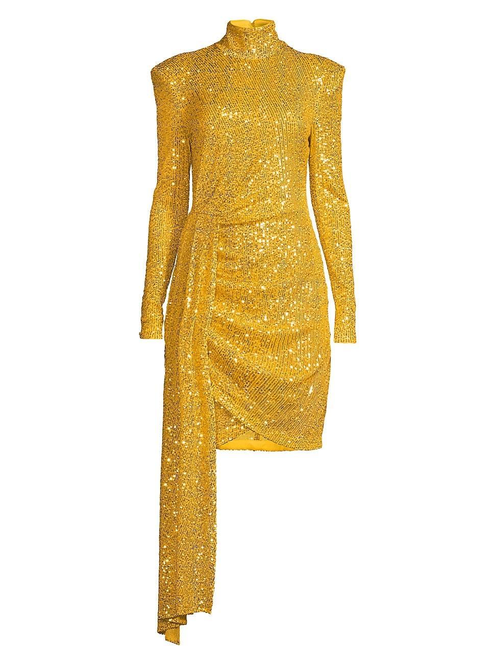 Womens Sequined Mockneck Mini Dress Product Image