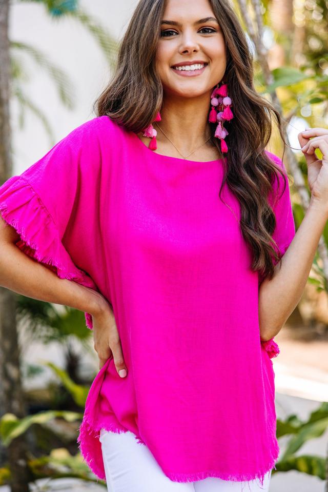 Find You Out Hot Pink Linen Top Female Product Image