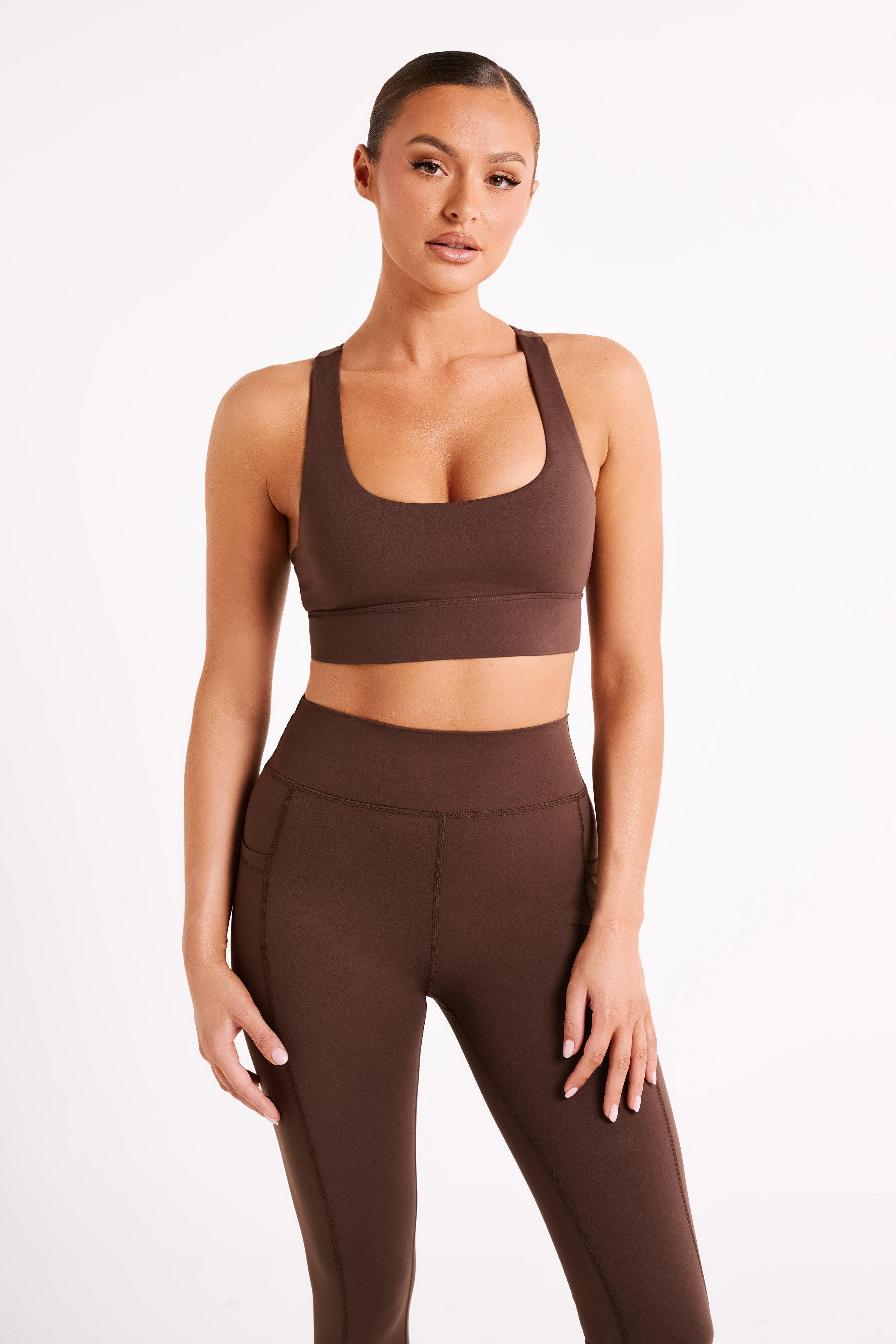 Thea Racerback Crop Top - Dark Chocolate Product Image