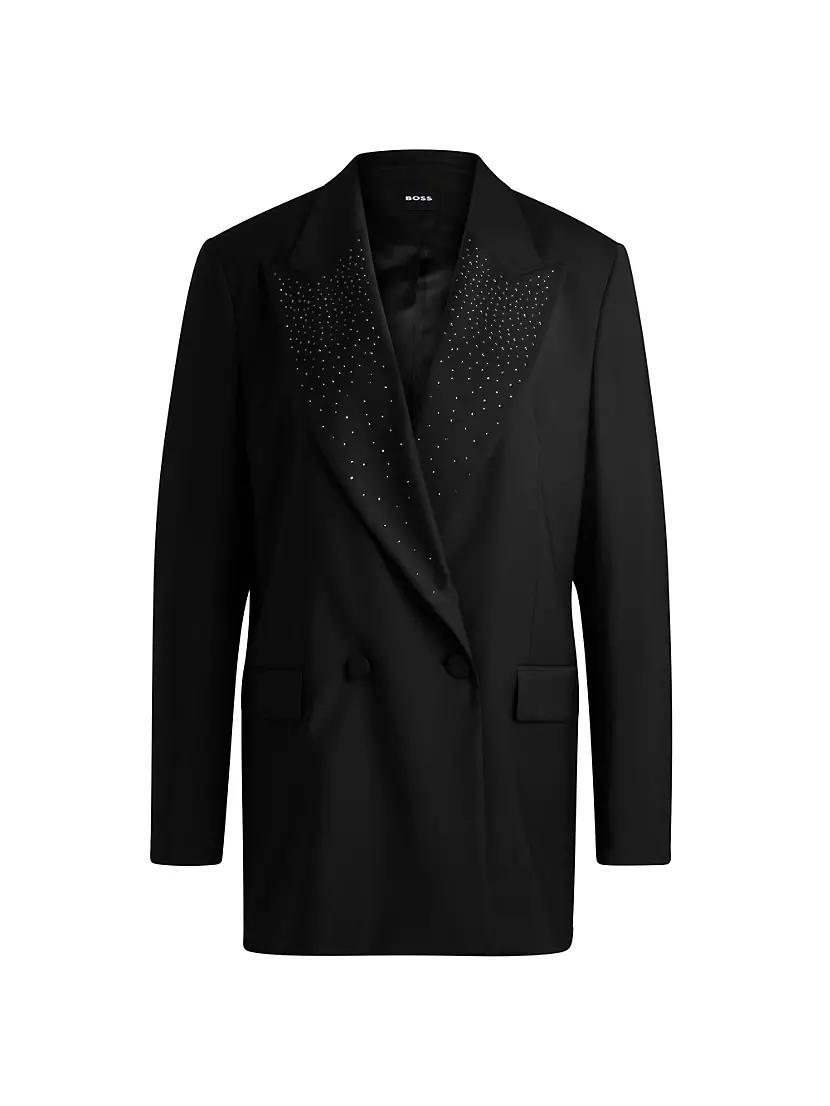 Relaxed-Fit Blazer with Crystal-Studded Lapels product image