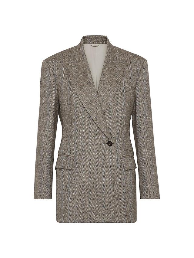 Womens Brushed Techno Wool Chevron Blazer with Monili Product Image