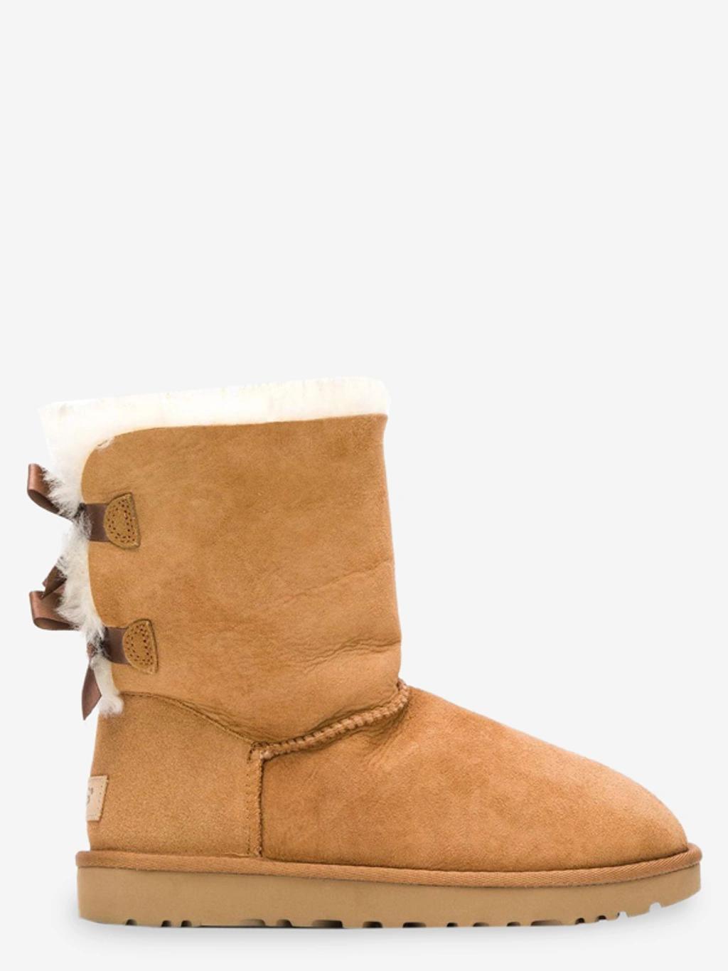 UGG Bailey Bow Ii Low Heels Ankle Boots In Leather Color Suede In Brown Product Image