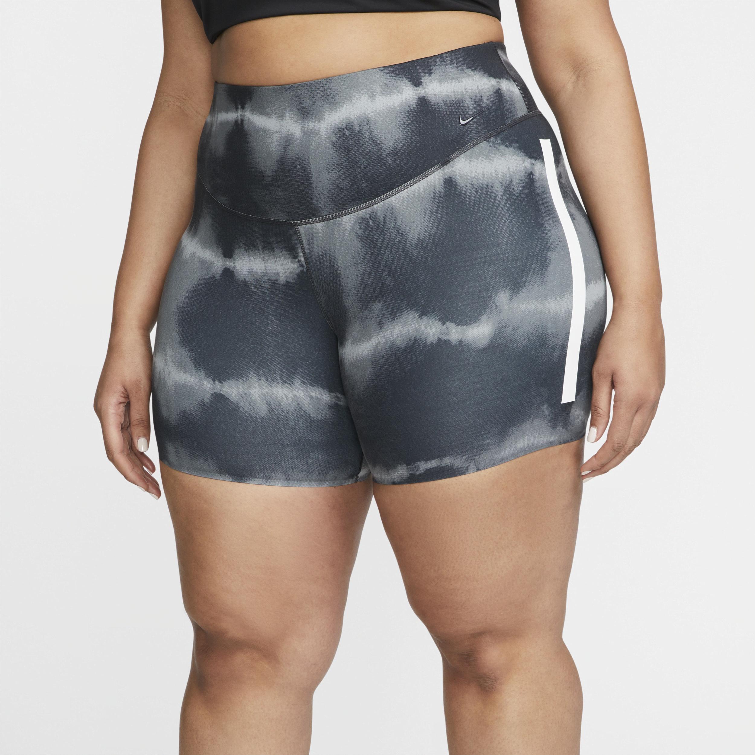 Nike Women's One Luxe 7" Mid-Rise Printed Training Shorts (Plus Size) in Black, Size: 1X  Product Image