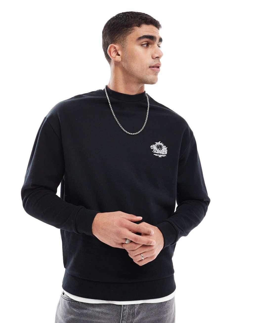 ASOS DESIGN oversized sweatshirt with back print in black Product Image