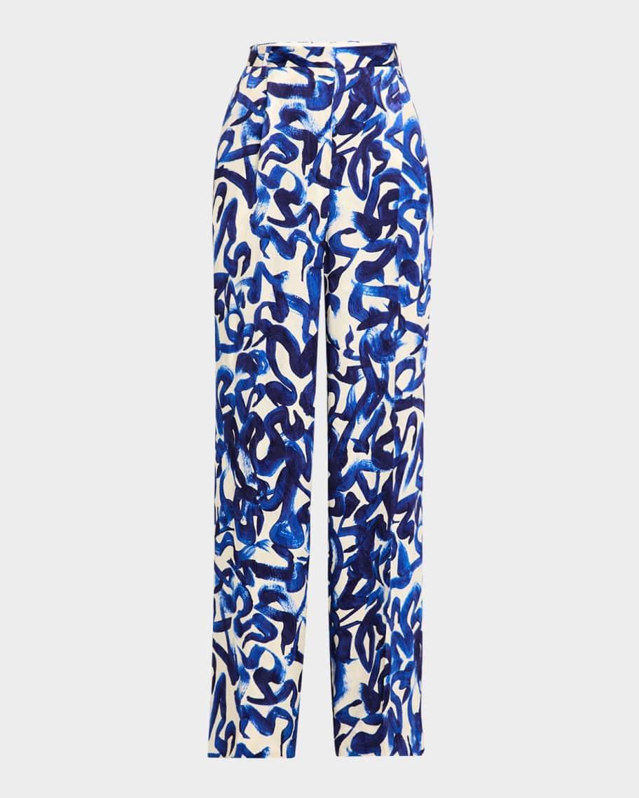 Portia Brushstroke-Print Wide-Leg Pants product image