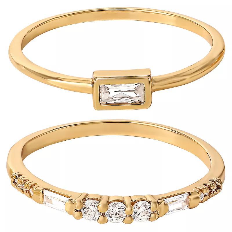 Style Your Way Gold Over Silver Cubic Zirconia 2-piece Stackable Ring Set - Size 7, Womens, Silver Tone Product Image