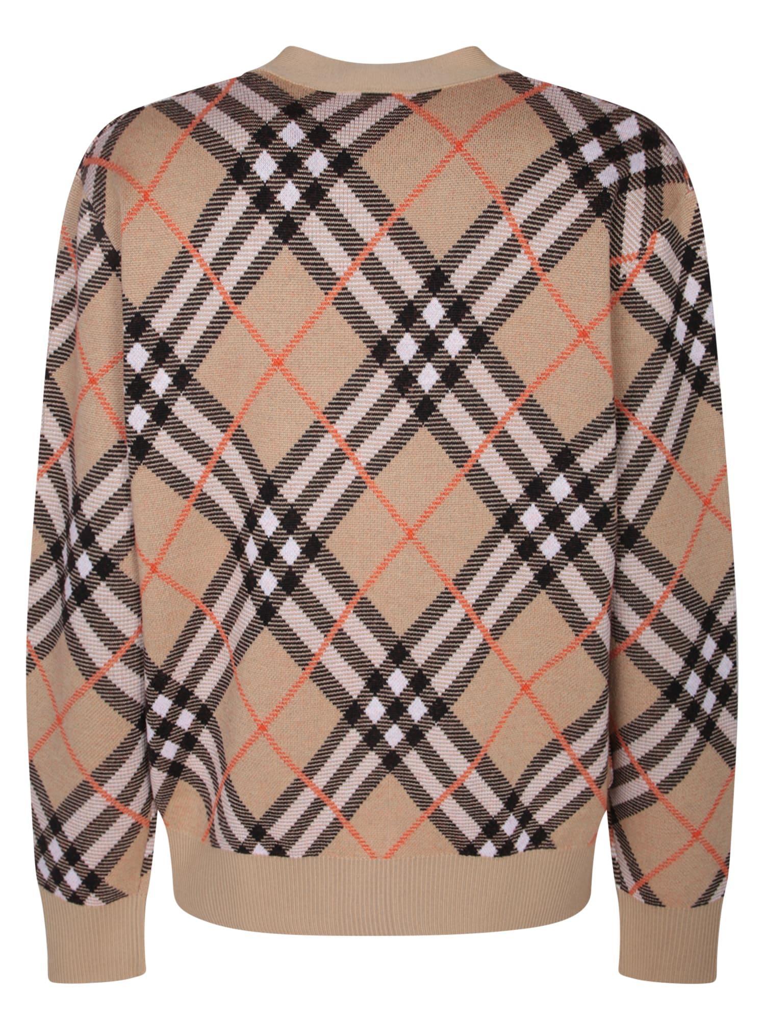 Beige Check Cardigan In Neutrals Product Image