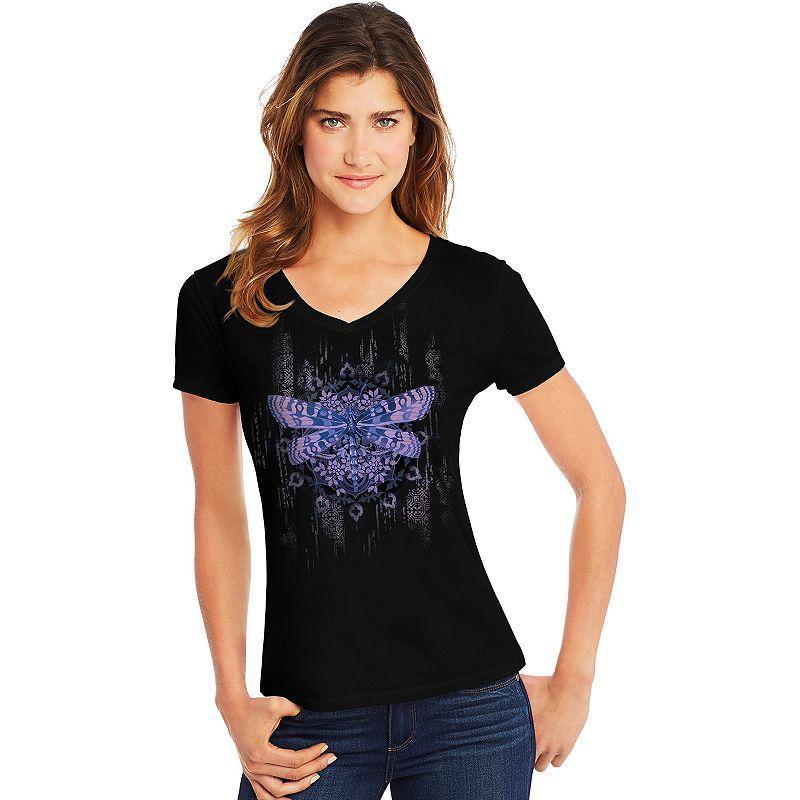 Womens Hanes Graphic Tee Blue Product Image