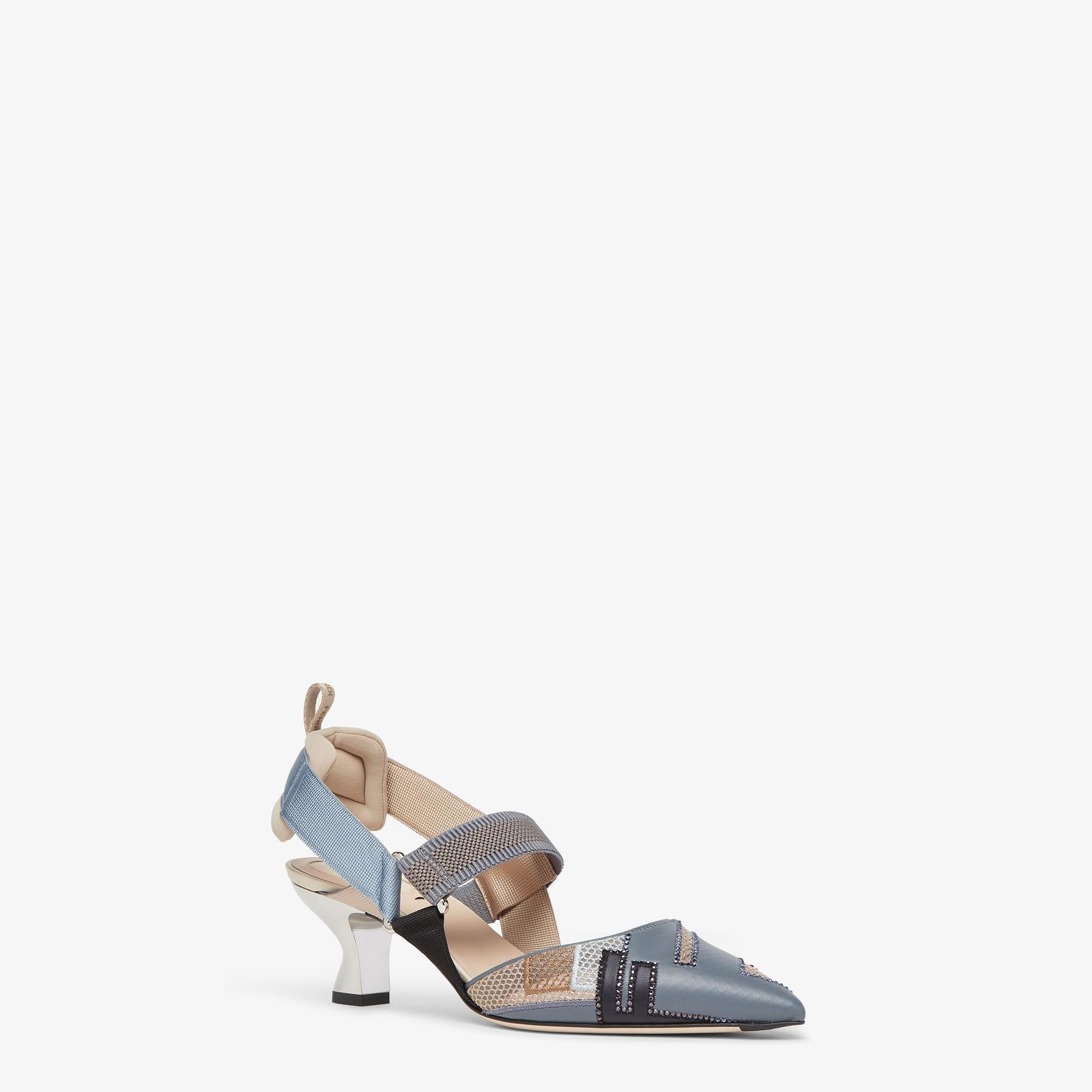 ColibrìBlue inlaid leather medium-heeled slingbacks Product Image