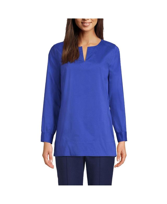 Lands End Womens Stretch Broadcloth Long Sleeve Split Neck Tunic Product Image