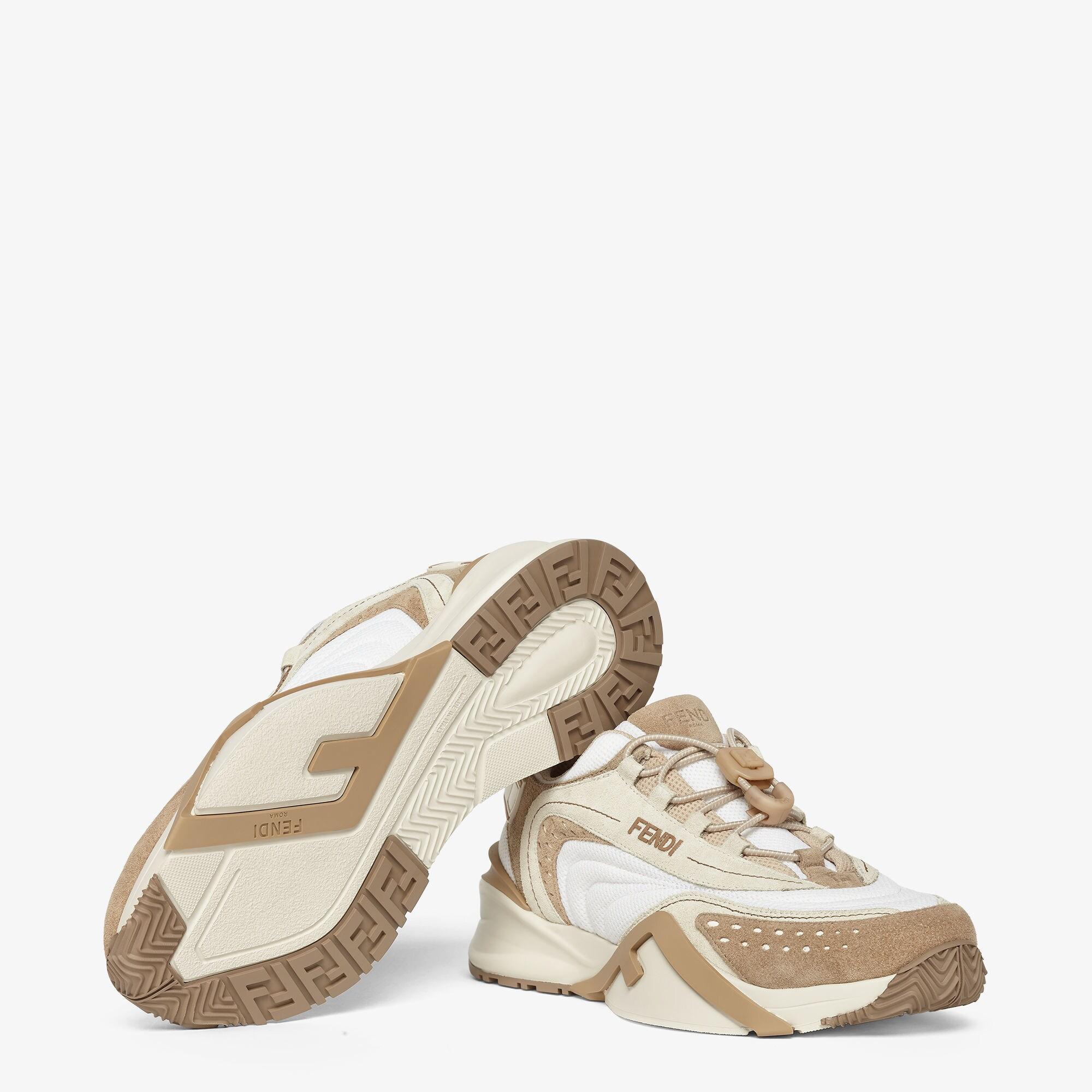 Fendi FlowBeige mesh and suede low tops Product Image