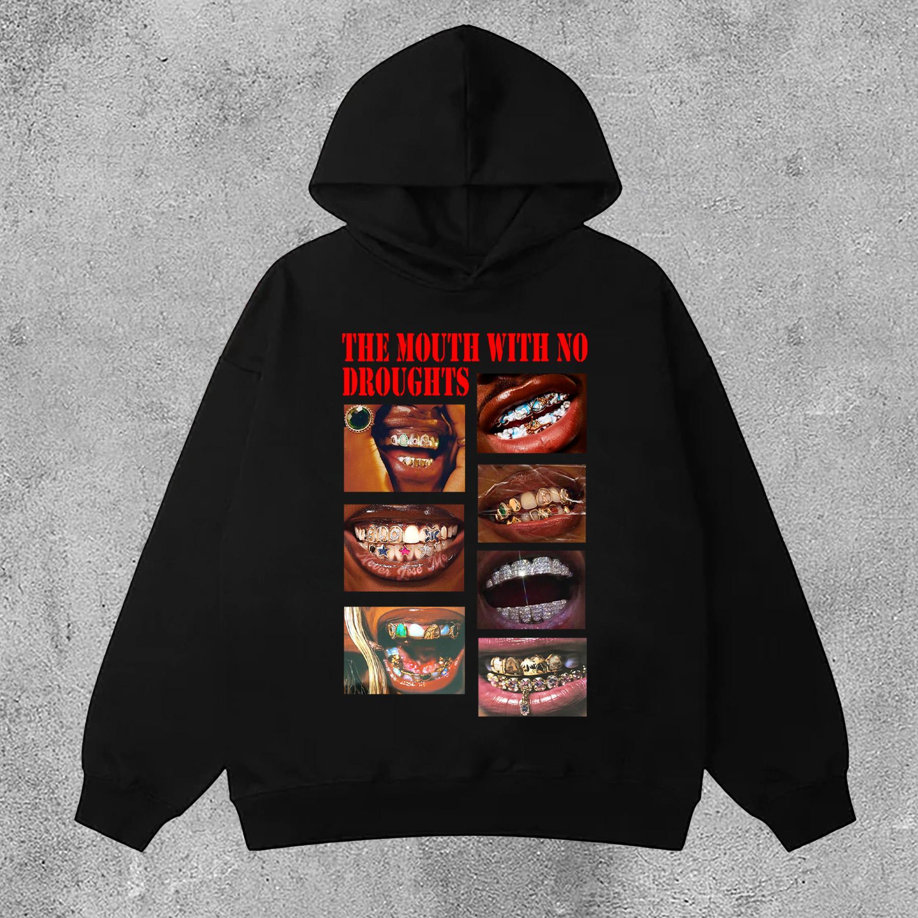 Stylish The Mouth With No Droughts Print Side Pockets Hoodie Product Image