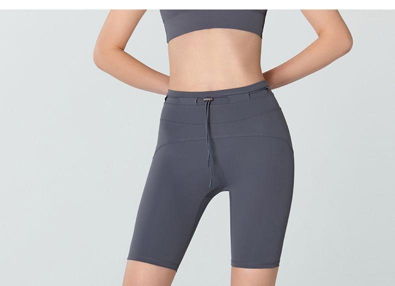 Drawstring Waist Plain Yoga Shorts Product Image