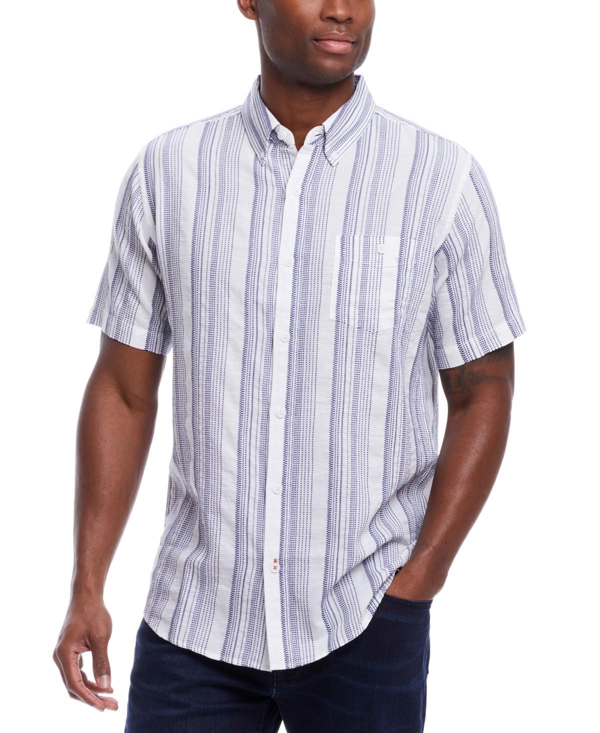 Weatherproof Vintage Mens Short Sleeve Cotton Shirt with Ticking Stripe Product Image