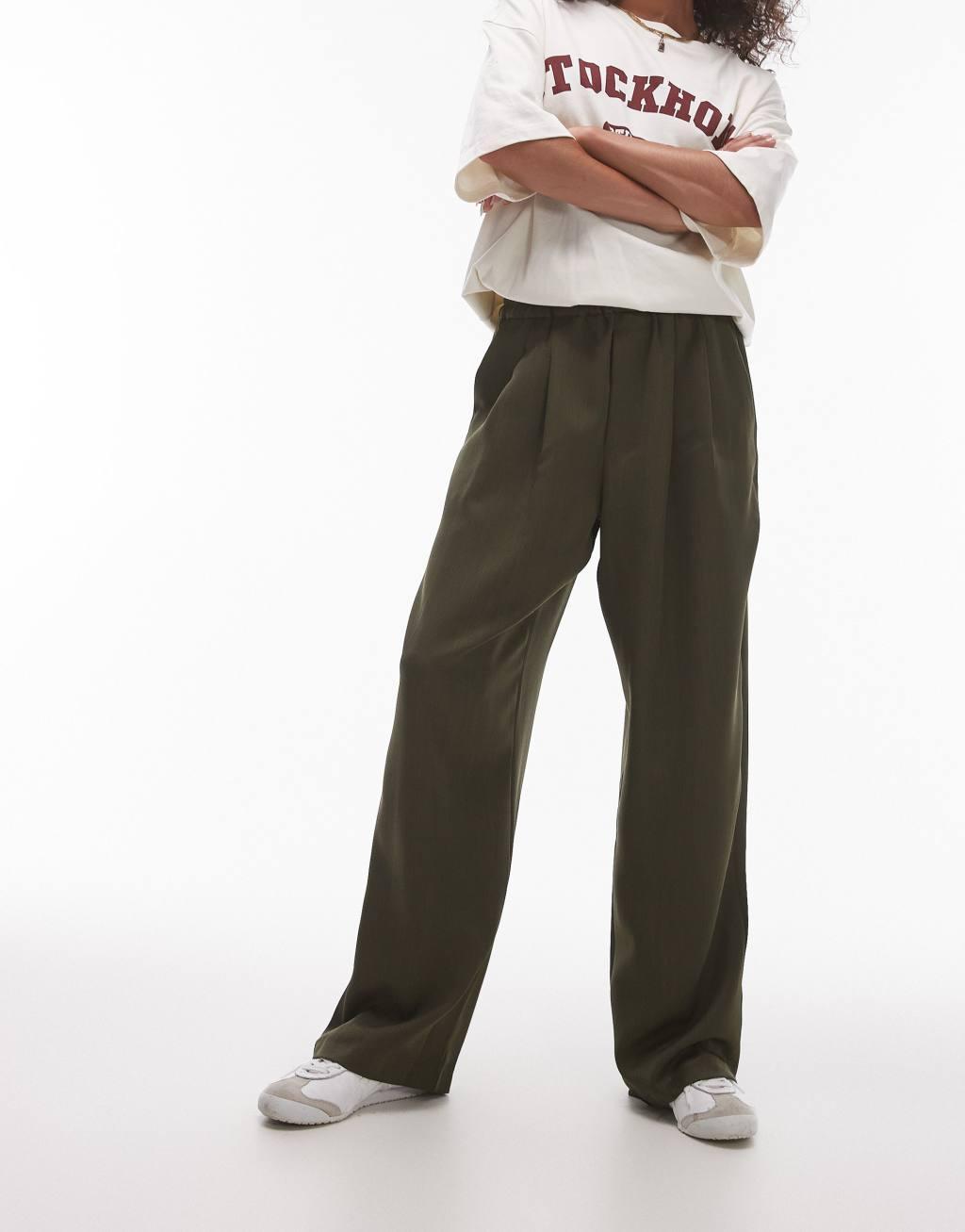 Topshop smart sweatpants in khaki product image