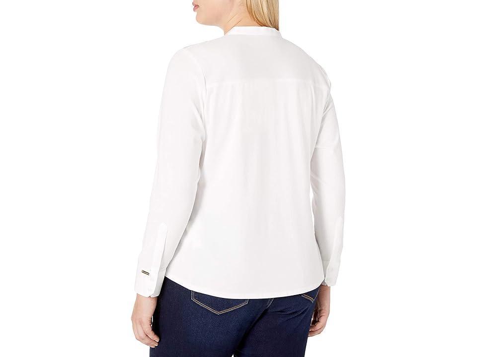 Calvin Klein Women's Plus-Size Non-Iron Knit Combo Shirt (Birch) Women's Clothing Product Image