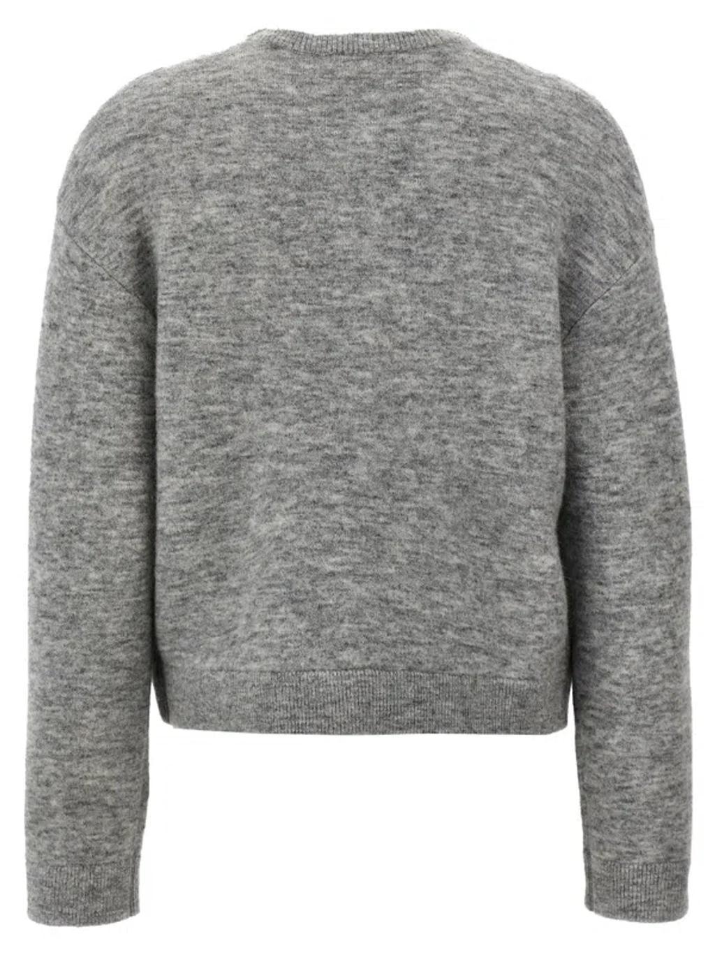 Embellished Brushed-knit Cardigan In Gray Product Image