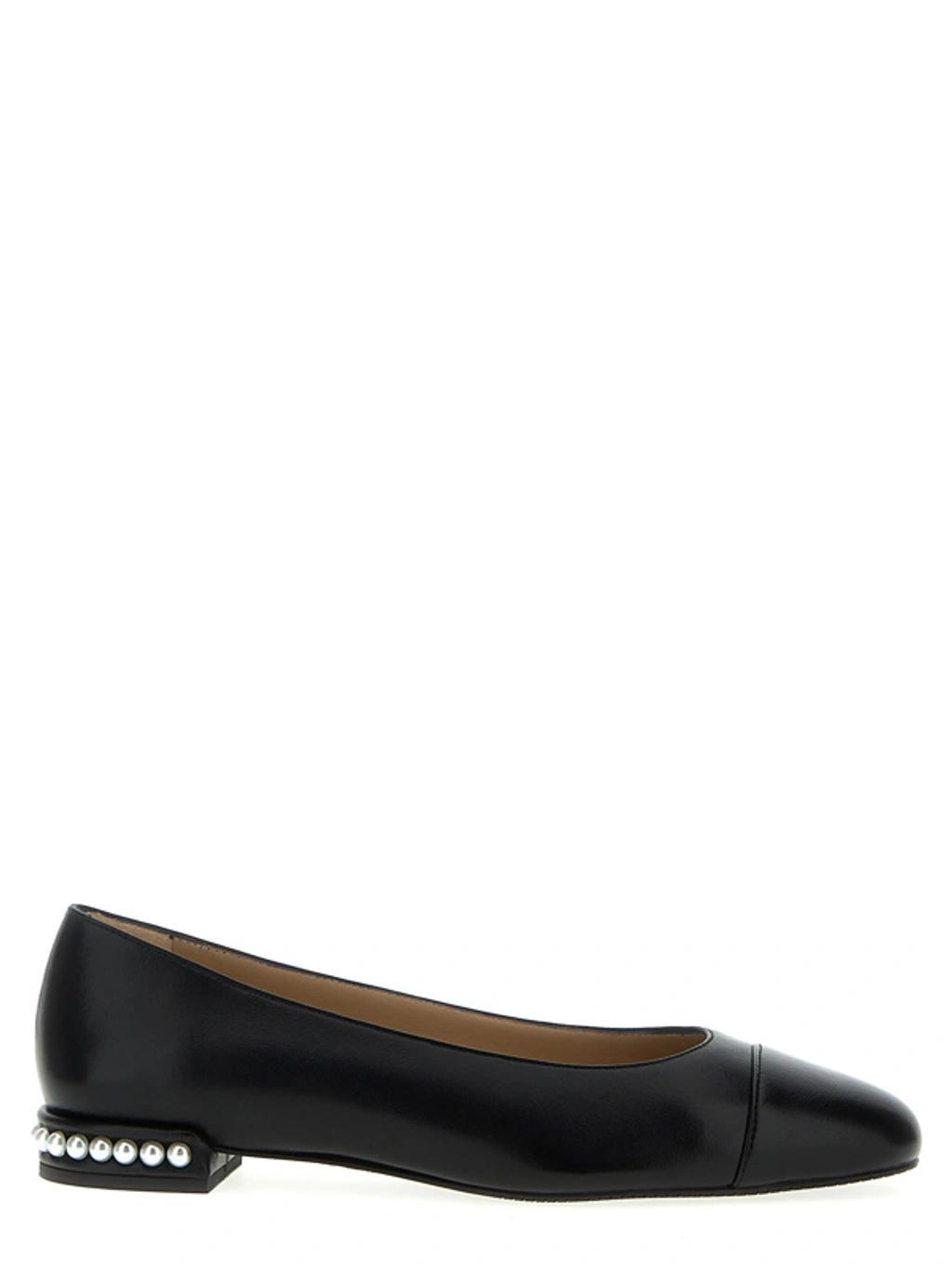 Lambskin Pearly-stud Ballerina Flats In Black Product Image