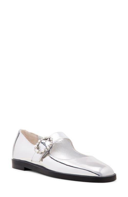 STUART WEITZMAN Loralei Crystal Mary Jane Flats & Loafers In Silver Product Image