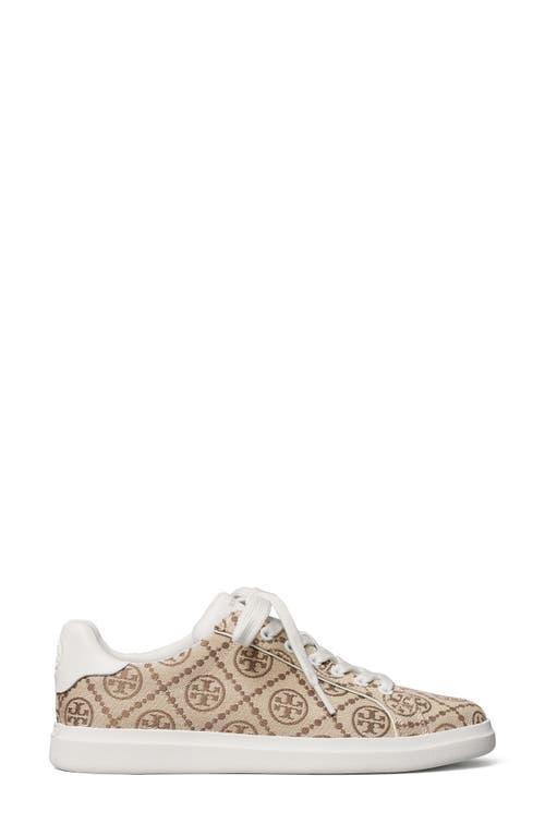 TORY BURCH T-monogram Howell Court Sneakers In Beige,brown Product Image