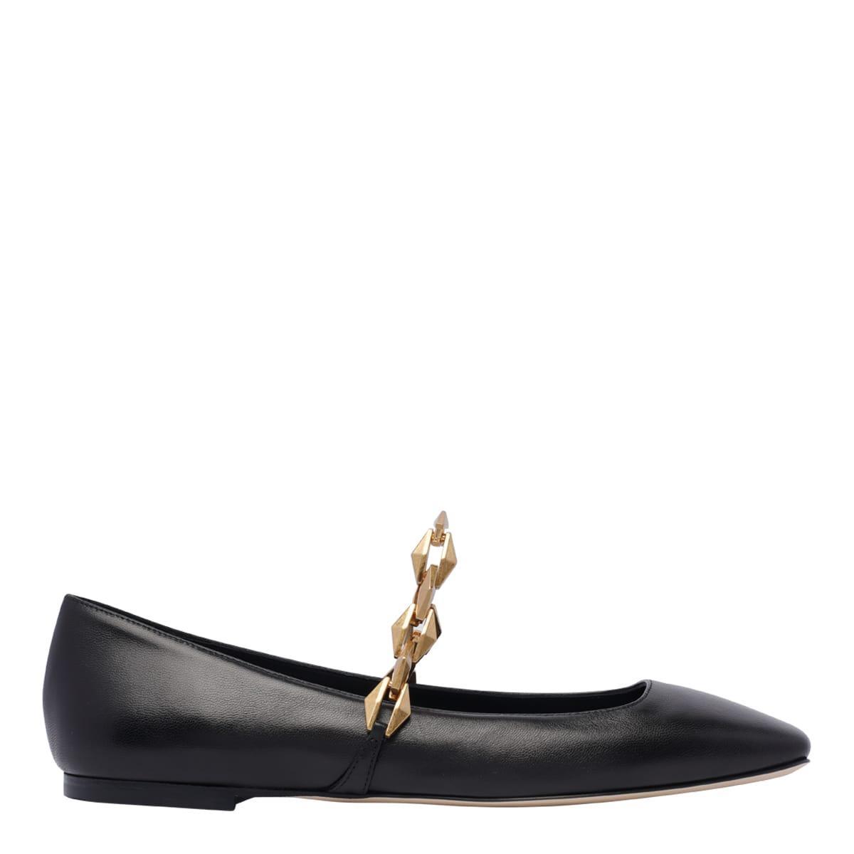 Diamond Tilda Embellished Leather Flats In Black Product Image